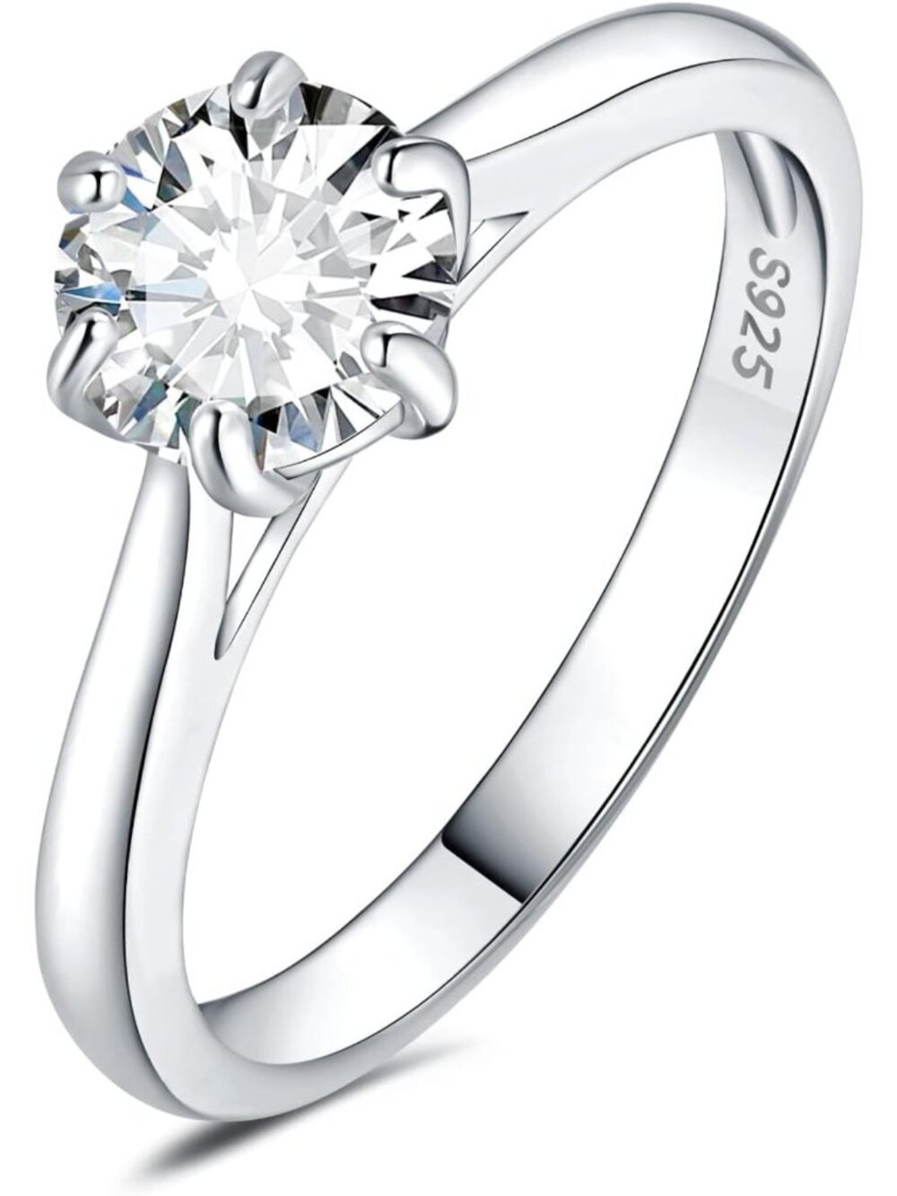 Stunning 2ct Round Cut Moissanite Solitaire Engagement Ring for Women, Elegant